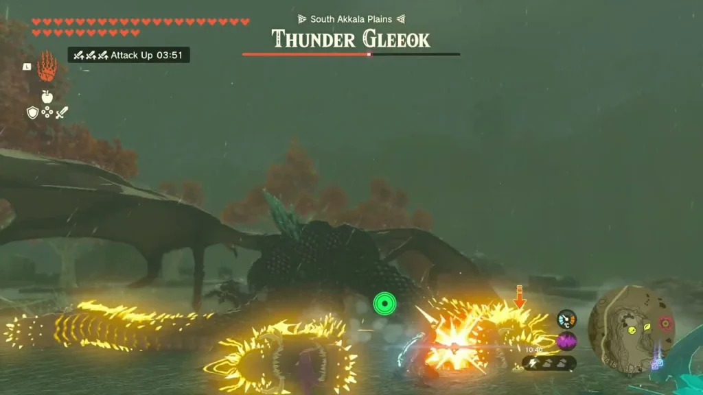 Thunder Gleeok downed on the ground after a hit, electric sparks around it Thunder Gleeok downed on the ground after a hit, electric sparks around it