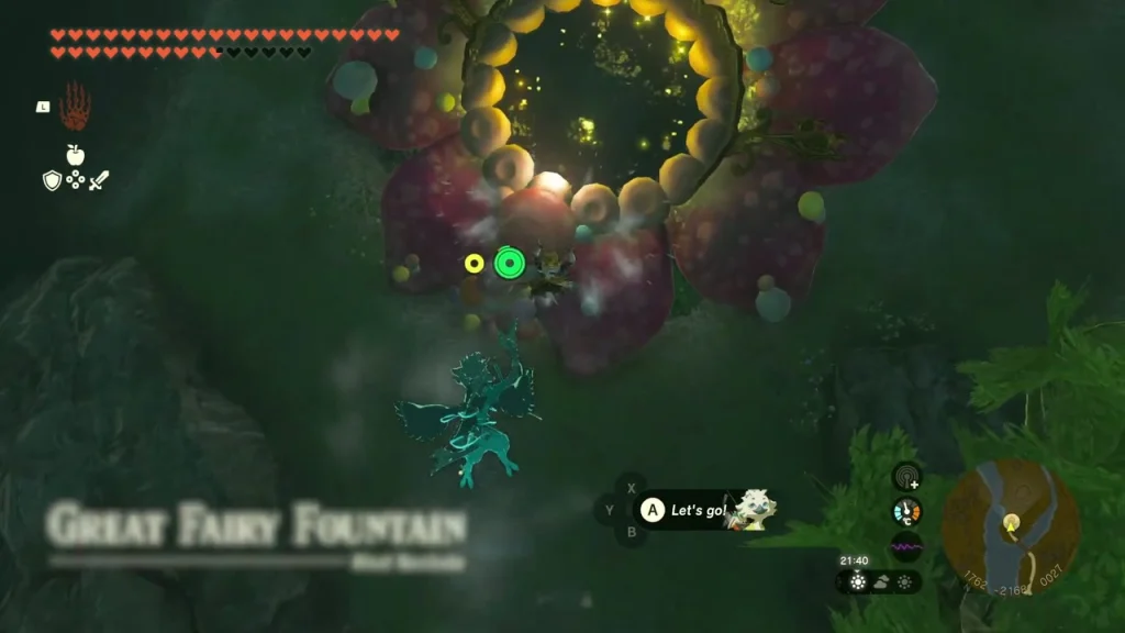 Great Fairy Fountain flower where Cotera upgrades armor Great Fairy Fountain flower where Cotera upgrades armor