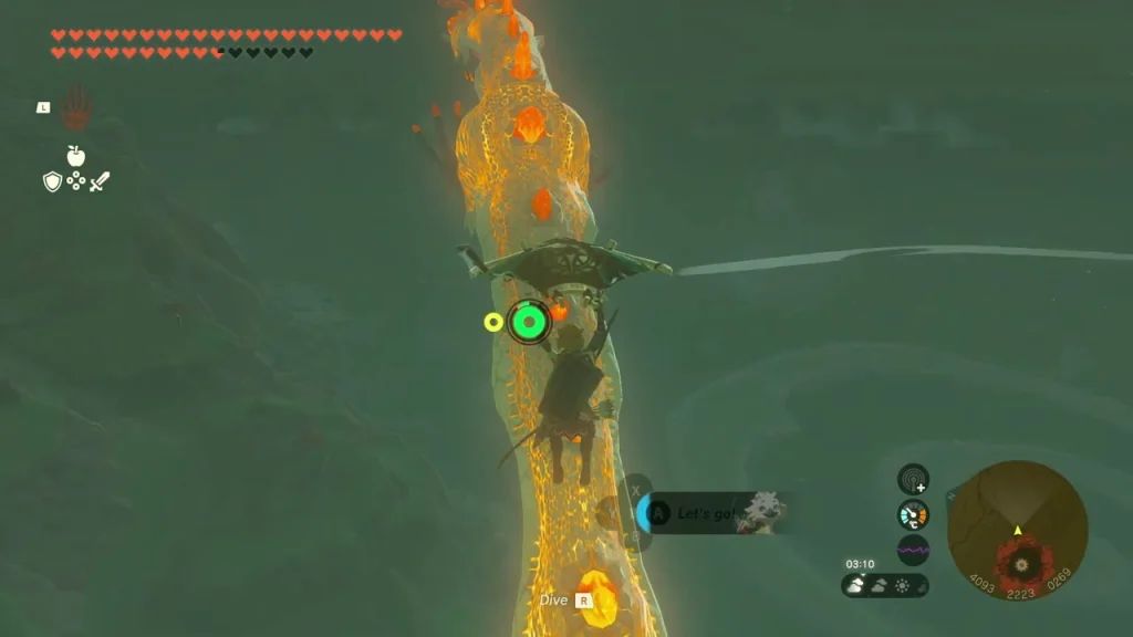 Gliding alongside a fire dragon to strike its parts Gliding alongside a fire dragon to strike its parts