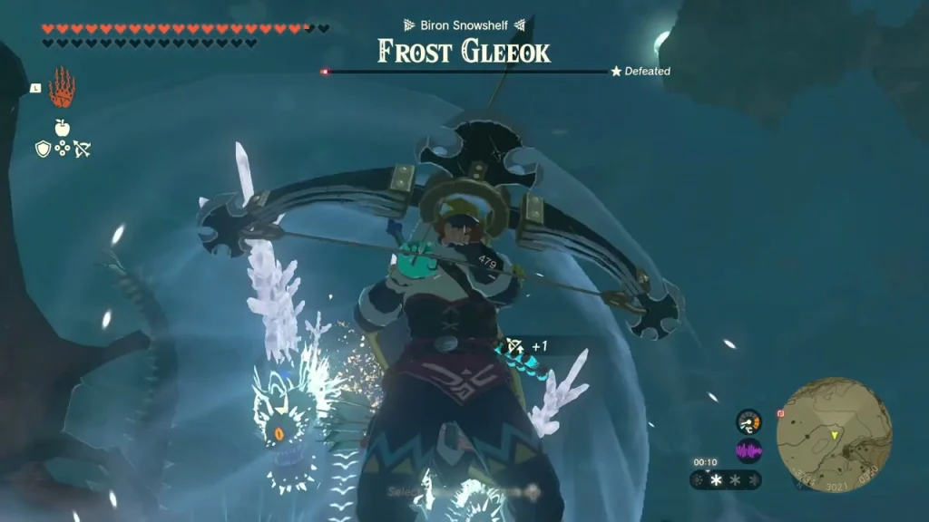 Frost Gleeok bow volley striking its frost-covered heads Frost Gleeok bow volley striking its frost-covered heads