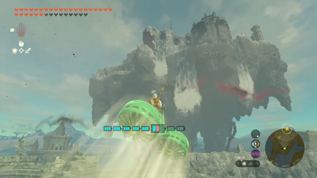 Floating Hyrule Castle seen from a Zonai vehicle Floating Hyrule Castle seen from a Zonai vehicle