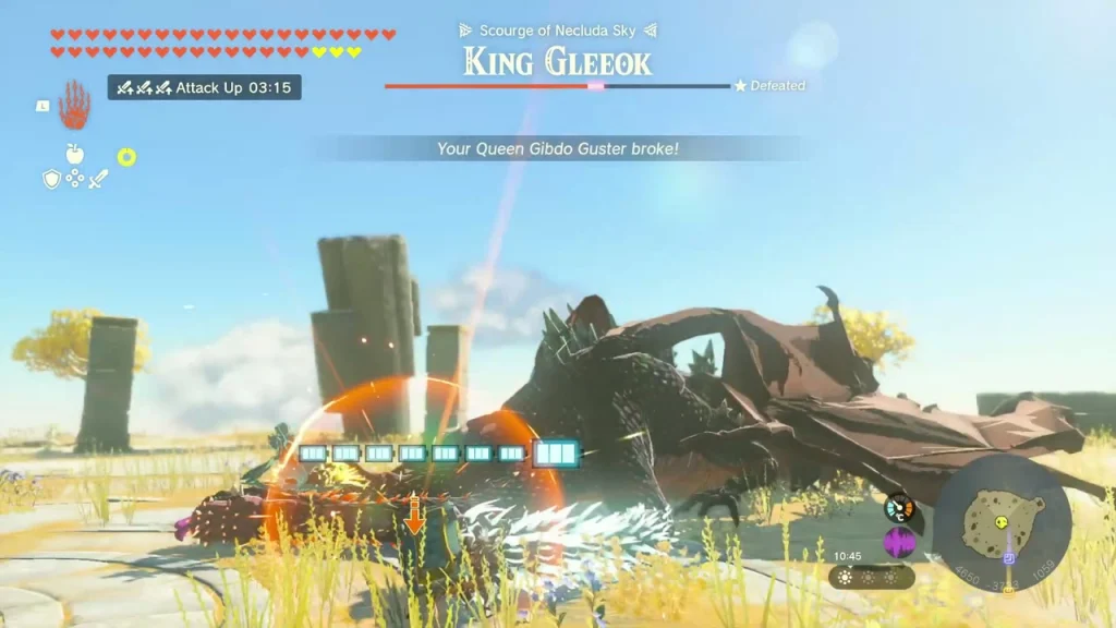 King Gleeok knocked down on the stone arena King Gleeok knocked down on the stone arena