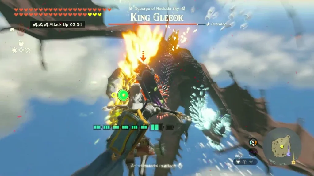 King Gleeok in flight with its fire head burning King Gleeok in flight with its fire head burning