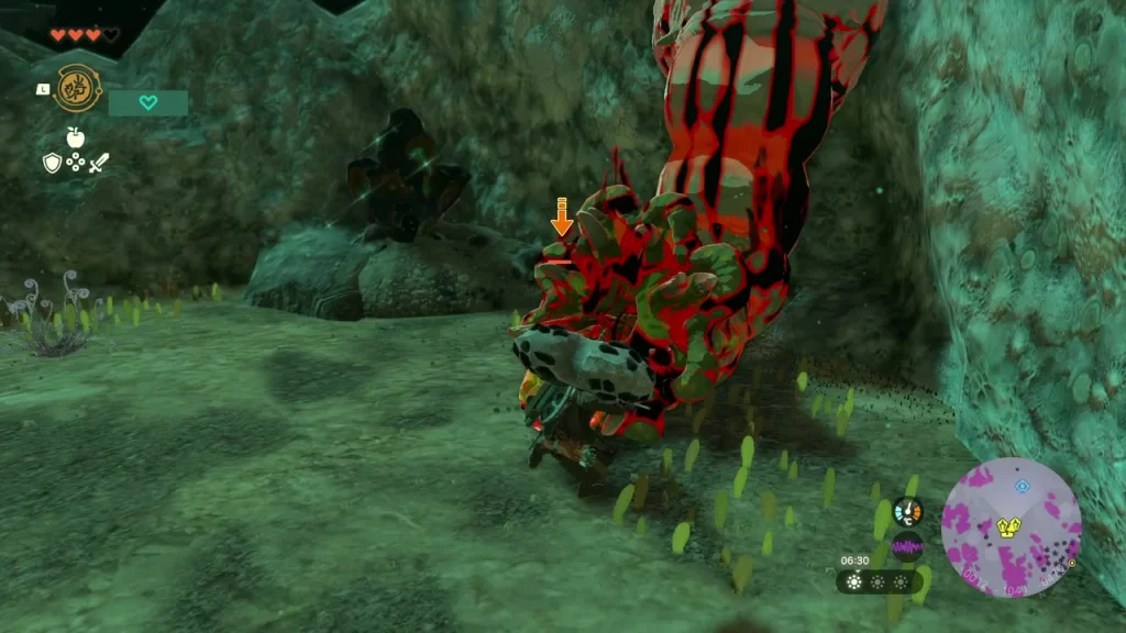 Boss Bokoblin charging at the camp against the cliff near Netinet Boss Bokoblin charging at the camp against the cliff near Netinet