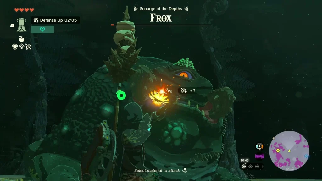Frox with its mouth open and a fire burning at its target spot Frox with its mouth open and a fire burning at its target spot