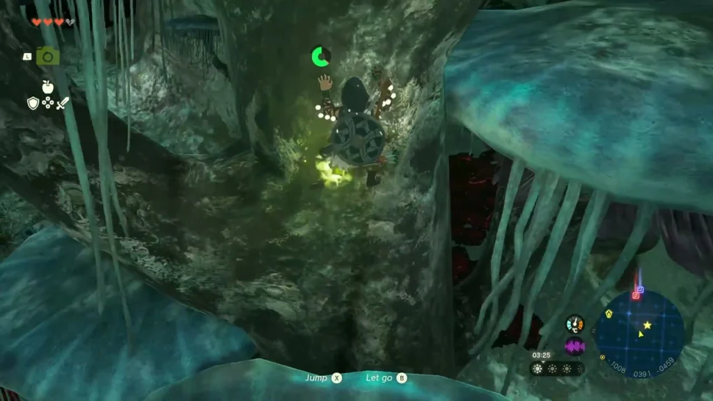 Underside of a giant mushroom cap seen while climbing the trunk Underside of a giant mushroom cap seen while climbing the trunk