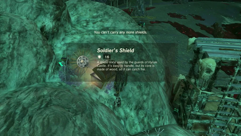 Soldier's Shield reward at the chest on the rocks beside the lookout Soldier's Shield reward at the chest on the rocks beside the lookout