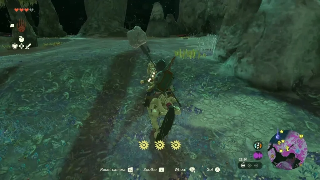 Riding a skeletal Stalhorse across open ground in the Depths Riding a skeletal Stalhorse across open ground in the Depths