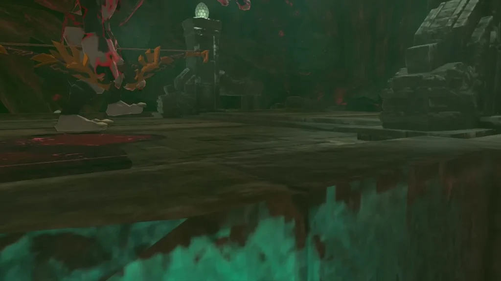 Ascend prompt under a stone ceiling in the passage leading down to Ganondorf Ascend prompt under a stone ceiling in the passage leading down to Ganondorf
