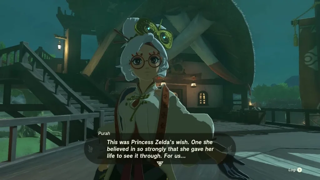 Purah in Lookout Landing giving the Destroy Ganondorf assignment Purah in Lookout Landing giving the Destroy Ganondorf assignment