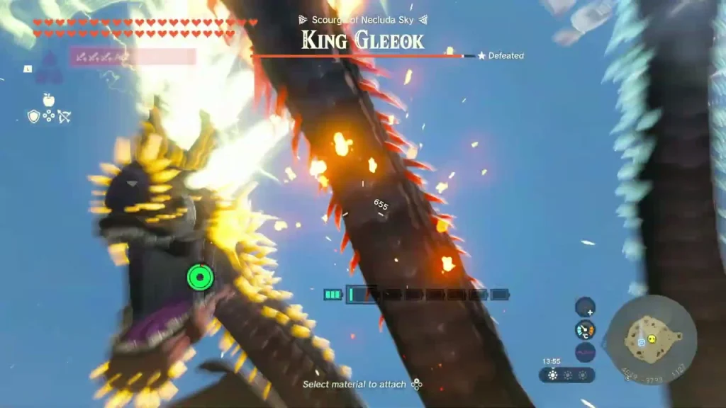King Gleeok in the Necluda Sky arena with its health bar above King Gleeok in the Necluda Sky arena with its health bar above