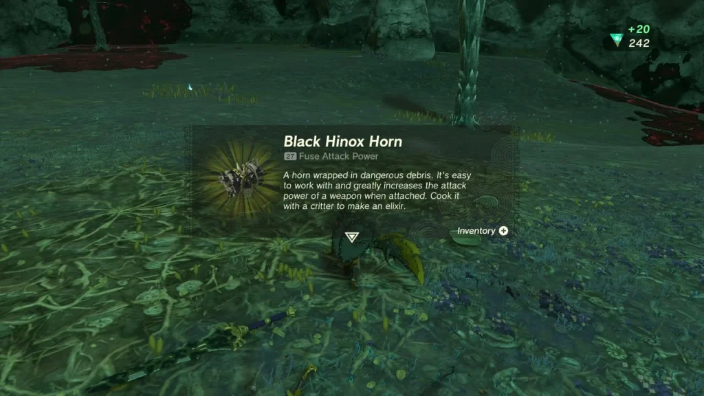 Black Hinox Horn item box in the clearing after the fight Black Hinox Horn item box in the clearing after the fight