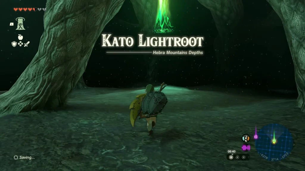 Kato Lightroot name card at the mouth of a cave with a green beam overhead Kato Lightroot name card at the mouth of a cave with a green beam overhead