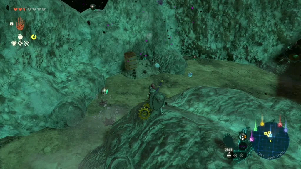Rocky hollow under the cliff wall where the Kite Shield chest sits Rocky hollow under the cliff wall where the Kite Shield chest sits
