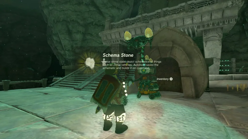 Schema Stone item box beside the construct in the mine
