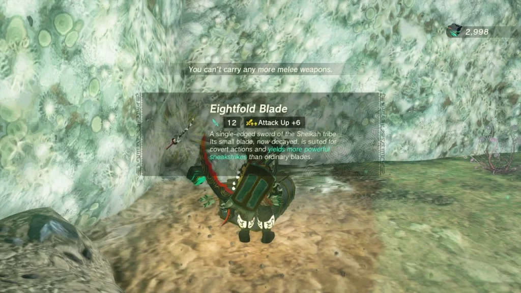Eightfold Blade item box above the cave chest