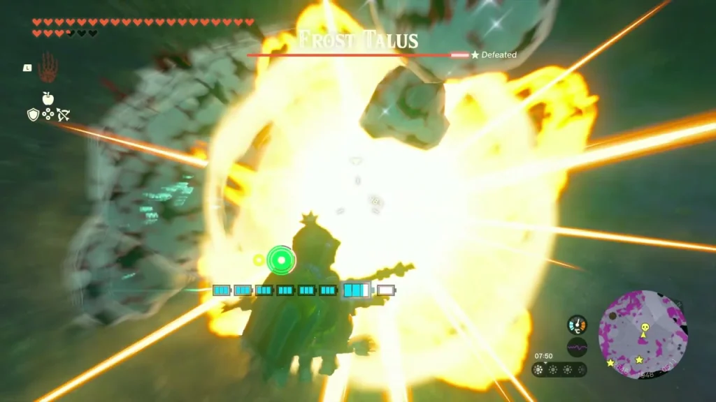 Bomb Flower blast breaking the Frost Talus ice