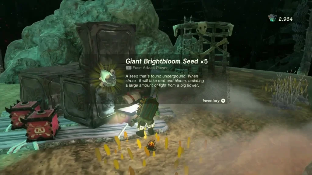Giant Brightbloom Seed x5 item box above the camp chest