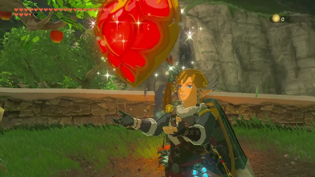 Heart Container held above the Goddess Statue