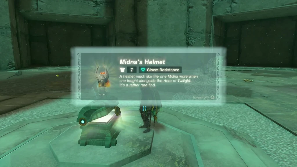 Midna's Helmet item box above the opened chest