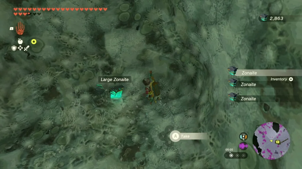 Large Zonaite item box above the ore wall in the mine