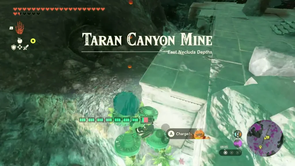 Taran Canyon Mine title over the hoverbike in the dark
