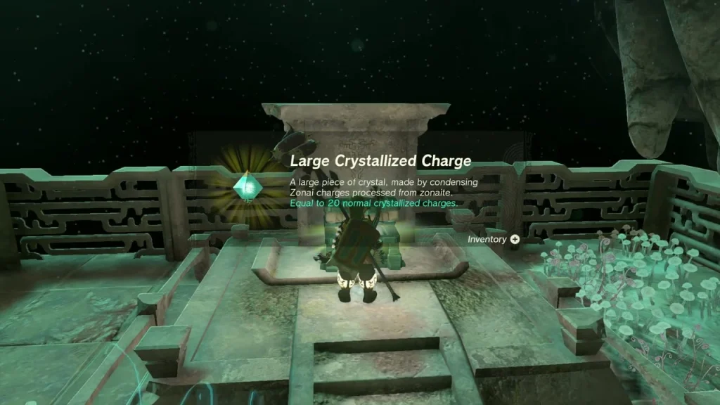 Large Crystallized Charge item box above the stone dais chest