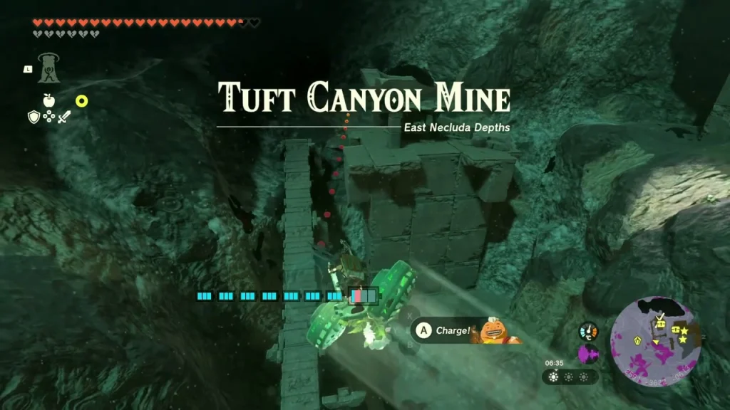 Tuft Canyon Mine title over the hoverbike in the dark