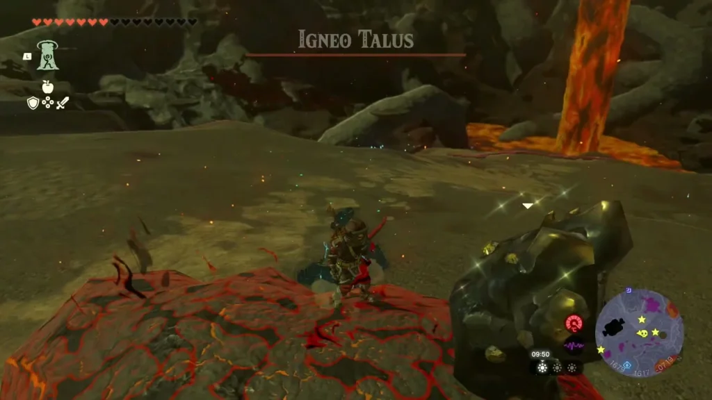 Igneo Talus health bar over a lava pit south-west of Kawamit Igneo Talus health bar over a lava pit south-west of Kawamit