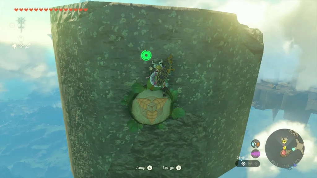 Korok marker on the face of a stone pillar on a sky island Korok marker on the face of a stone pillar on a sky island