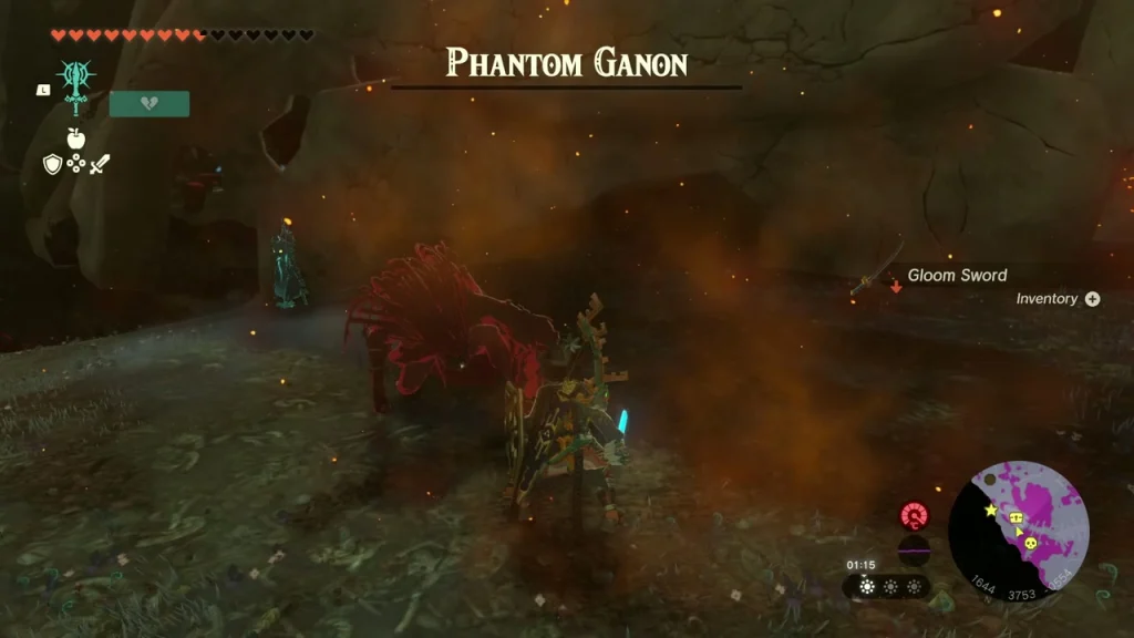 Phantom Ganon stepping out of the gloom with a Gloom Sword pickup shown Phantom Ganon stepping out of the gloom with a Gloom Sword pickup shown