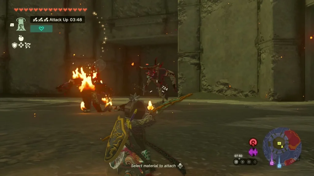 Moblins fighting around a fire in the Scorching Coliseum arena Moblins fighting around a fire in the Scorching Coliseum arena