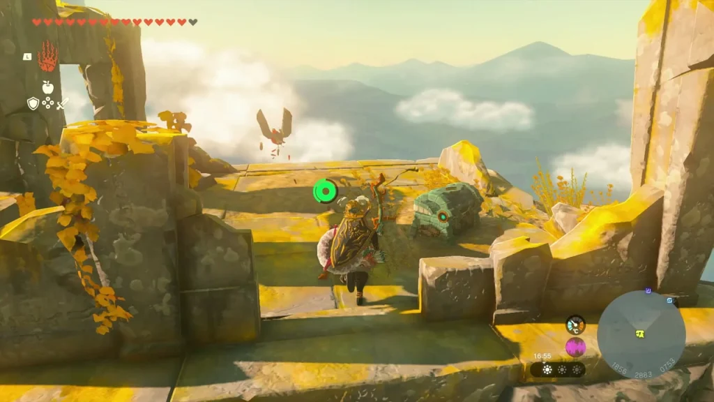 Chest on the stone steps of a yellow sky ruin Chest on the stone steps of a yellow sky ruin