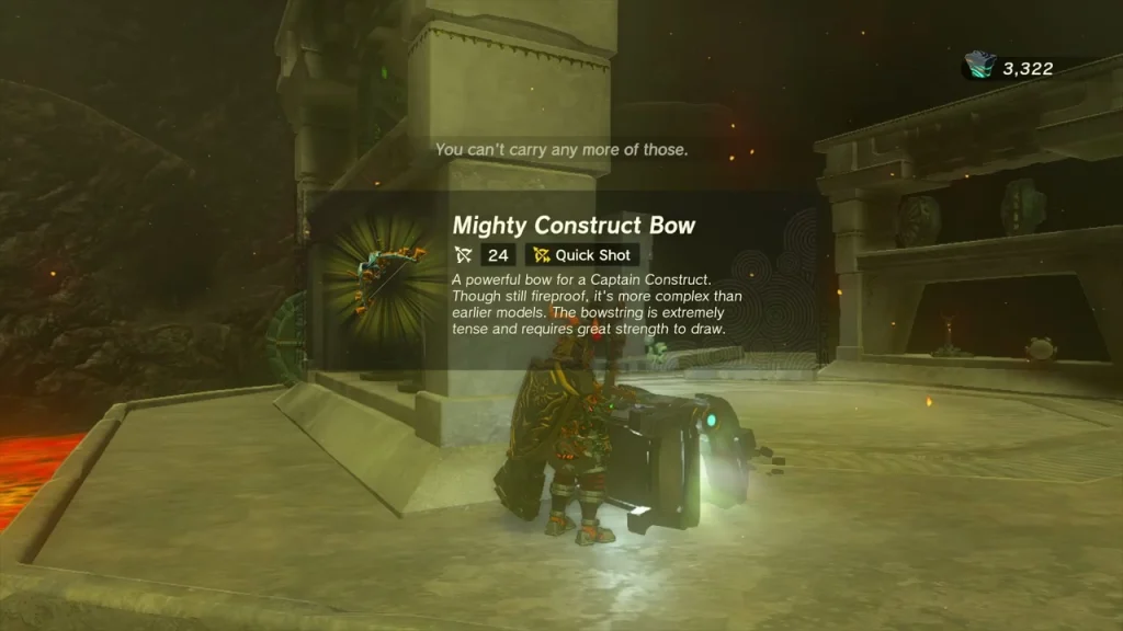Mighty Construct Bow item box in a stone ruin in the Depths Mighty Construct Bow item box in a stone ruin in the Depths