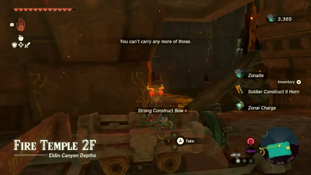 Fire Temple 2F label above a Strong Construct Bow pickup Fire Temple 2F label above a Strong Construct Bow pickup
