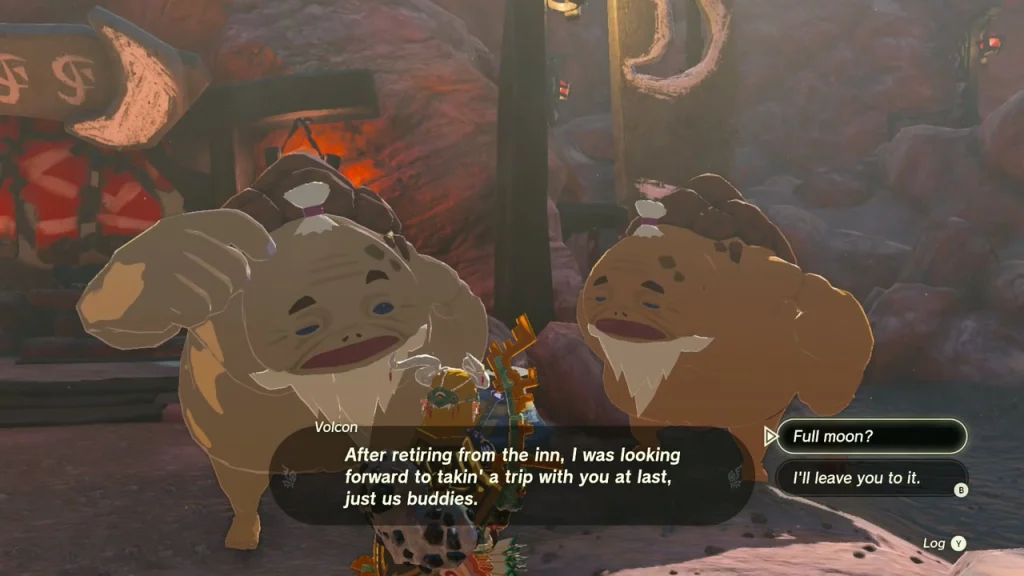 Volcon asking about a full moon trip outside Goron City Volcon asking about a full moon trip outside Goron City