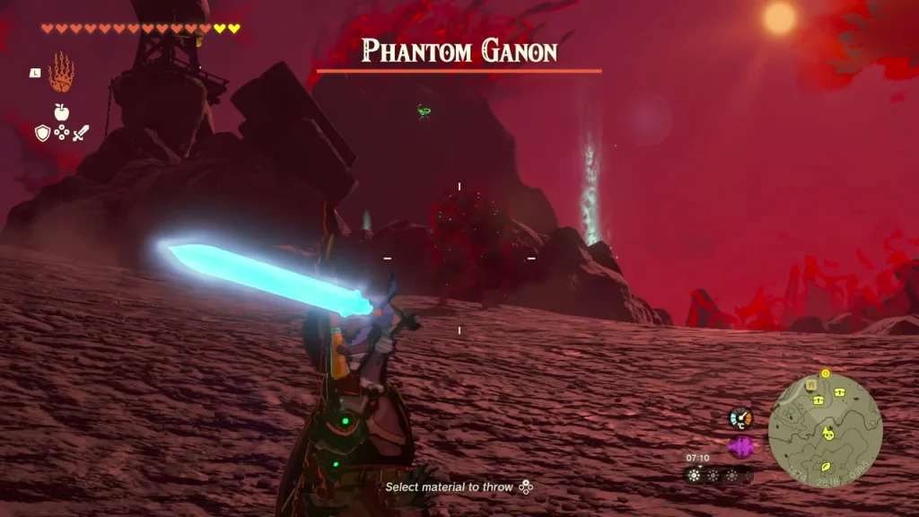 Phantom Ganon boss bar in a gloom-red canyon arena Phantom Ganon boss bar in a gloom-red canyon arena