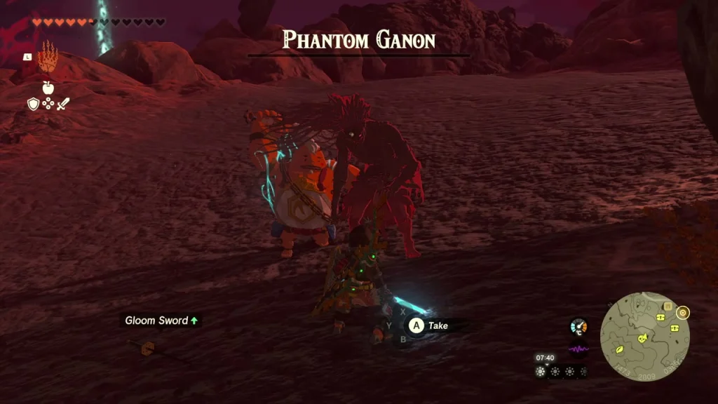 Gloom Sword dropped on the ground after Phantom Ganon is defeated Gloom Sword dropped on the ground after Phantom Ganon is defeated