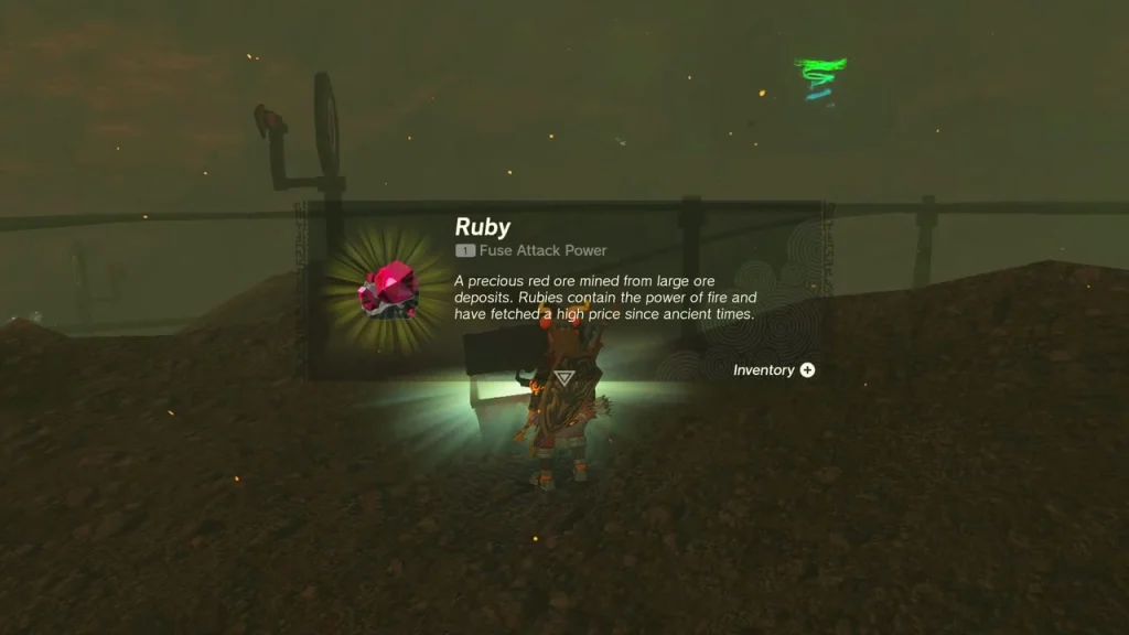 Ruby item box above an opened chest in a dark cave Ruby item box above an opened chest in a dark cave