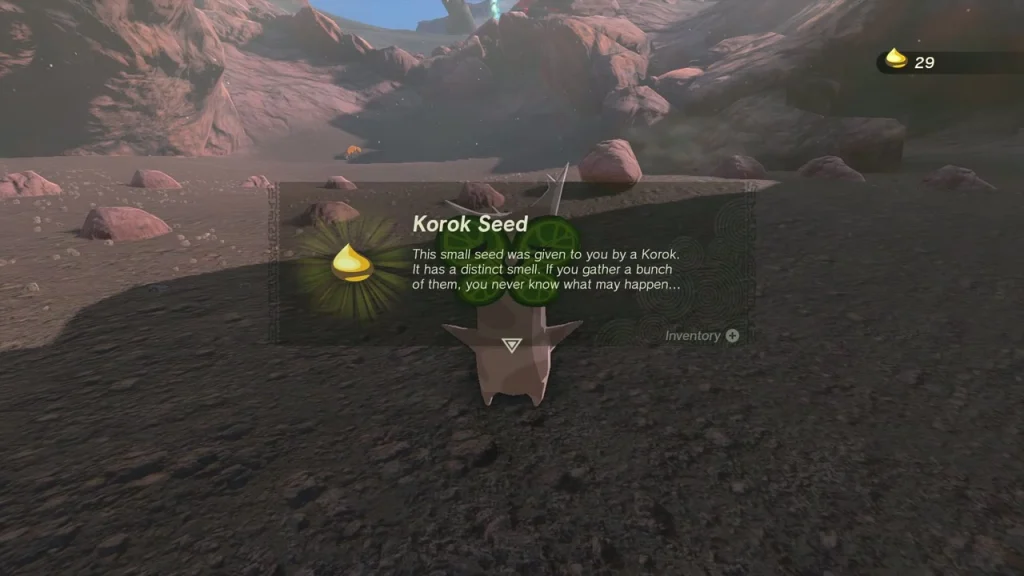 Korok seed reward after the circle of rocks is completed Korok seed reward after the circle of rocks is completed