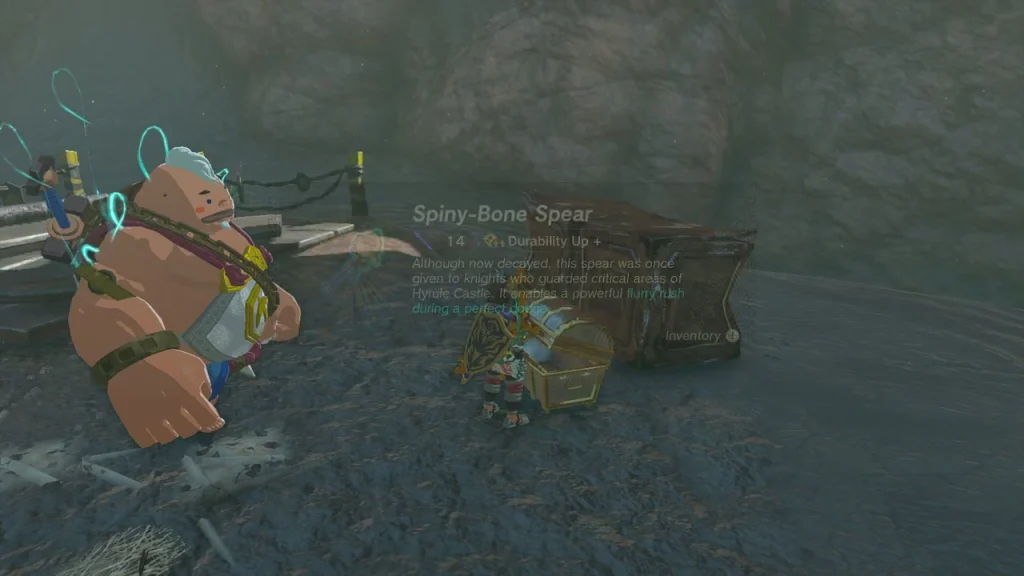 Spiny-Bone Spear item box above the opened chest Spiny-Bone Spear item box above the opened chest