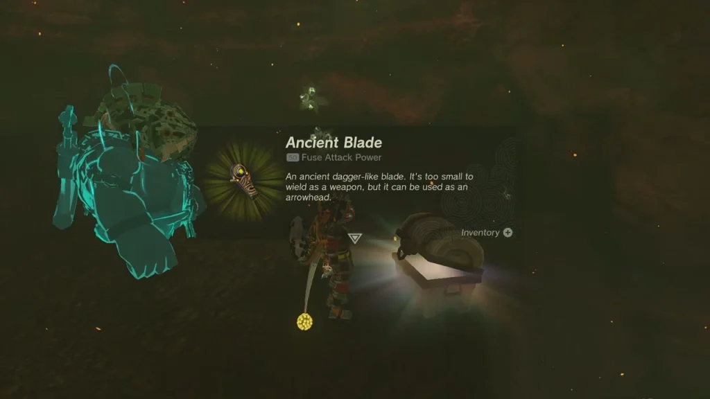 Ancient Blade item box over the Gorko Tunnel chest Ancient Blade item box over the Gorko Tunnel chest