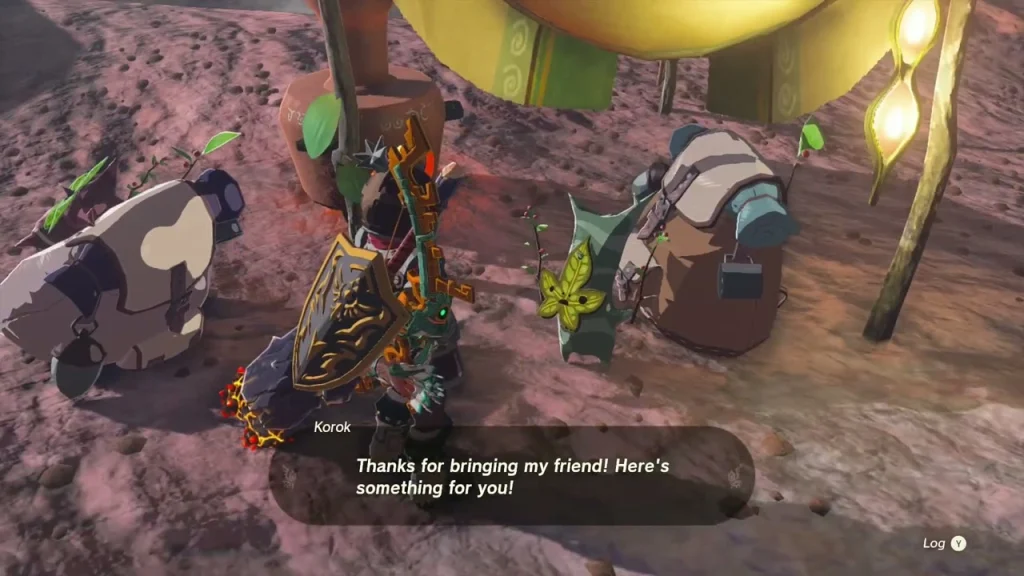 Friend Korok beside its tent after the delivery Friend Korok beside its tent after the delivery