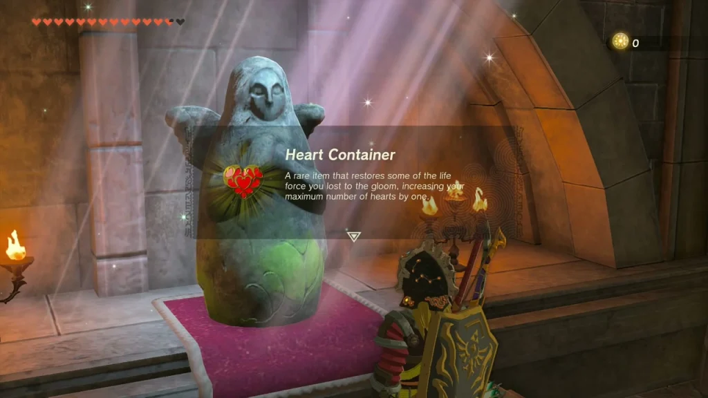 Heart Container item box over the Goddess Statue Heart Container item box over the Goddess Statue
