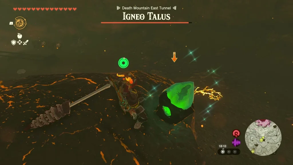Igneo Talus next to the green crystal in the tunnel Igneo Talus next to the green crystal in the tunnel