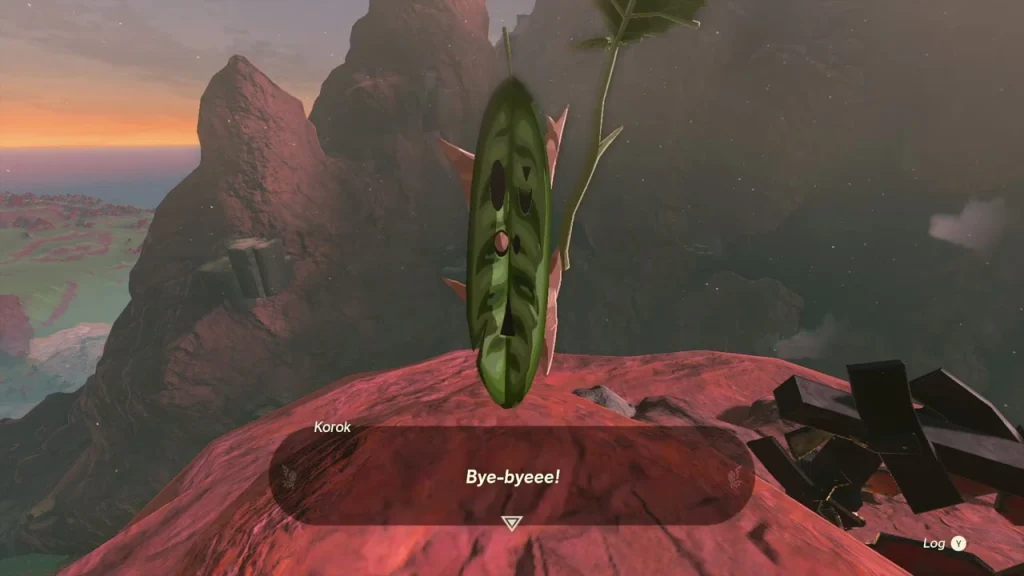 Korok sprout standing on top of a red rock pillar Korok sprout standing on top of a red rock pillar
