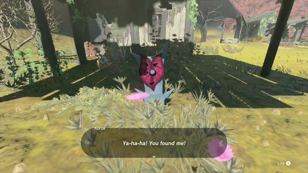 Korok revealed in the grass at Shadow Hamlet Ruins Korok revealed in the grass at Shadow Hamlet Ruins