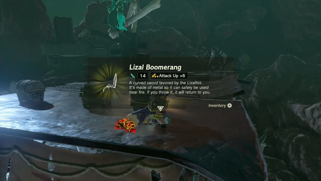 Lizal Boomerang item box over a platform chest Lizal Boomerang item box over a platform chest