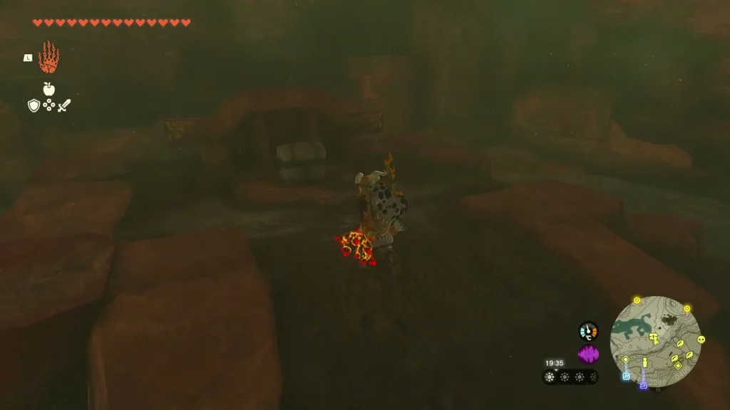 Chest on a dark rock ledge deep inside Lizard's Burrow Chest on a dark rock ledge deep inside Lizard's Burrow