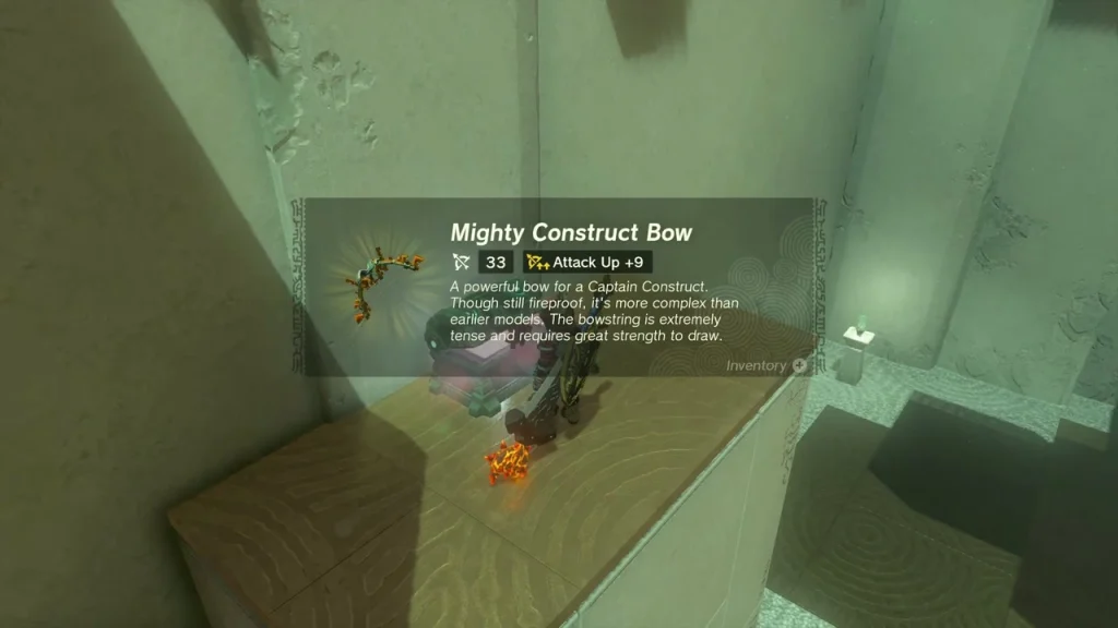 Mighty Construct Bow item box beside the shrine chest Mighty Construct Bow item box beside the shrine chest